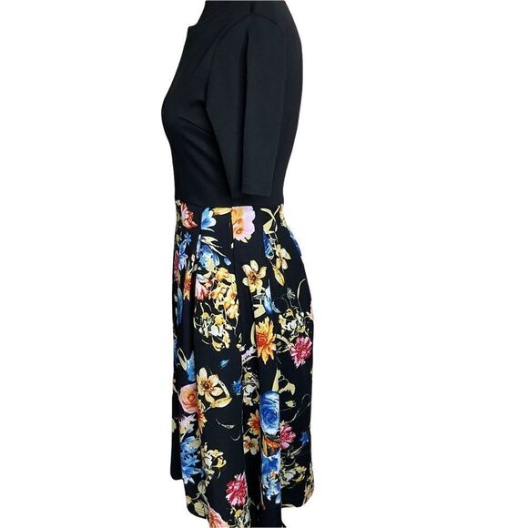 Oxiuli Women’s Dress Size S Fashion Fitted Waist Knit Black Floral - Picture 11 of 16